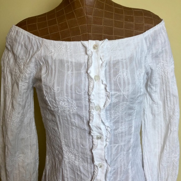 Final Touch Bateau or Shoulder Hugging, Crinkled, Ruffled Top - Picture 4 of 15